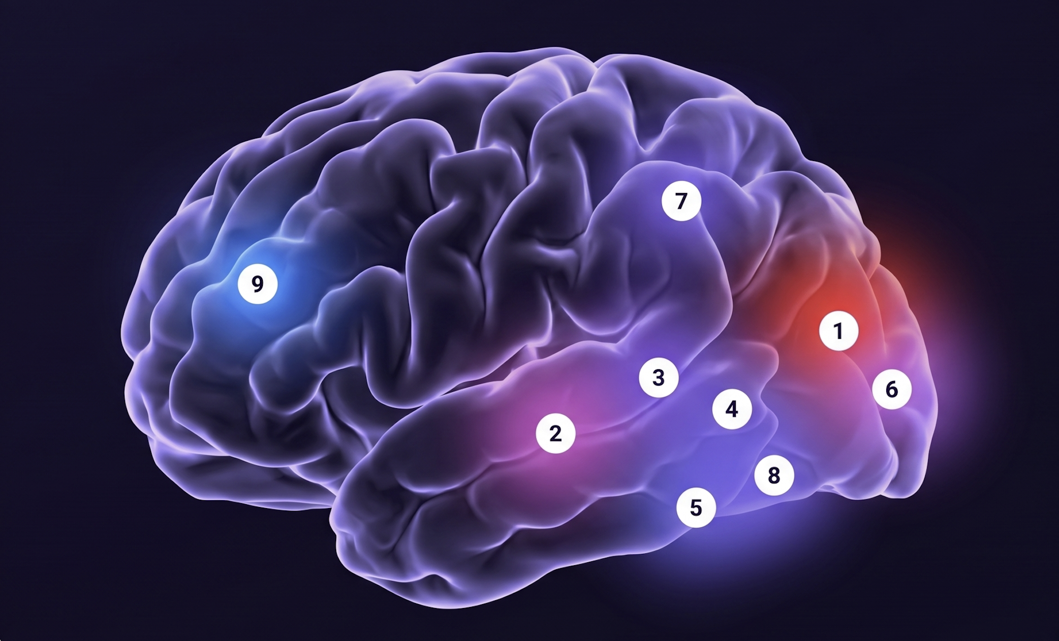 Mapa de calor de atenção neural — ativação por região